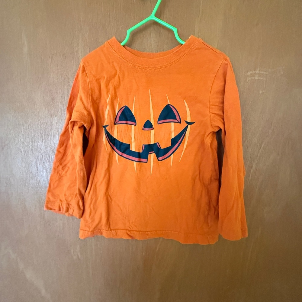 Orange Pumpkin Face Long Sleeve Shirt
